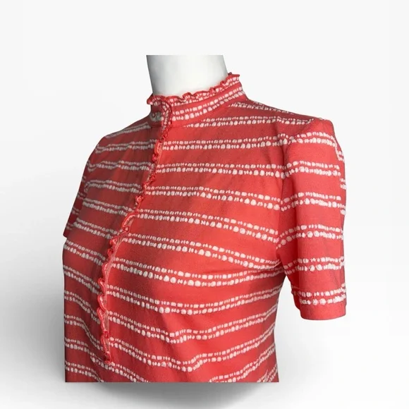 Tory Burch Peach and White Buttoned Top Size XS - Picture 2 of 9